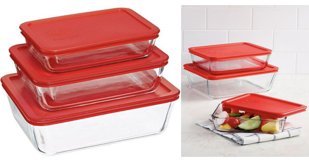 Set de Cristal Rectangular Pyrex de 6 piezas