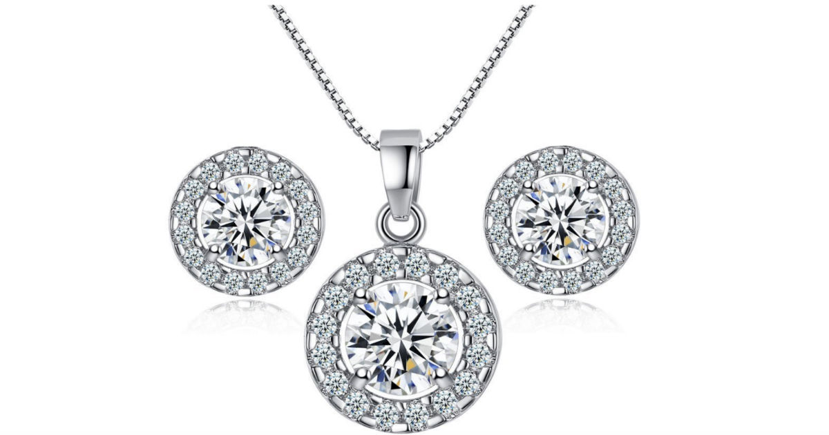  Crystal Wedding Necklace Earring Jewelry Set SOLO $1.78 con Envío