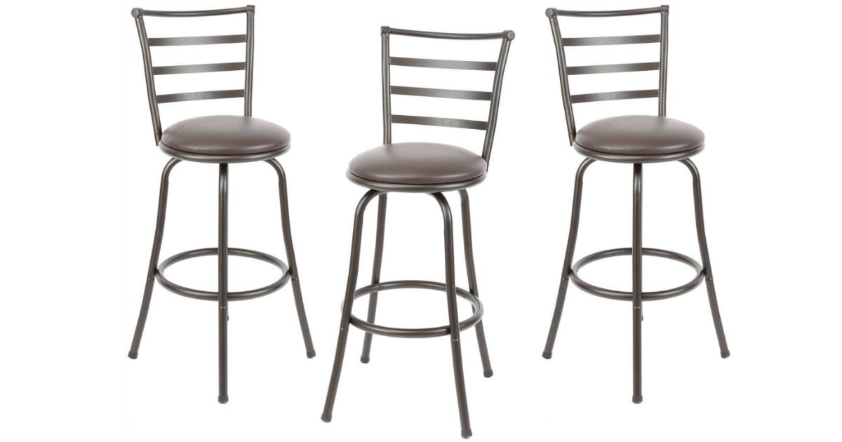 Set de 3 Mainstays Adjustable-Height Swivel Barstool en Walmart 