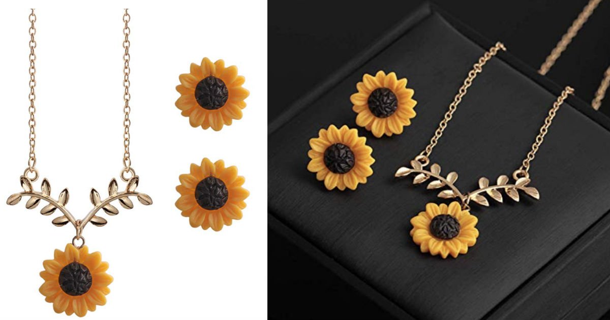 Set de Collar y Pantalas de Girasoles
