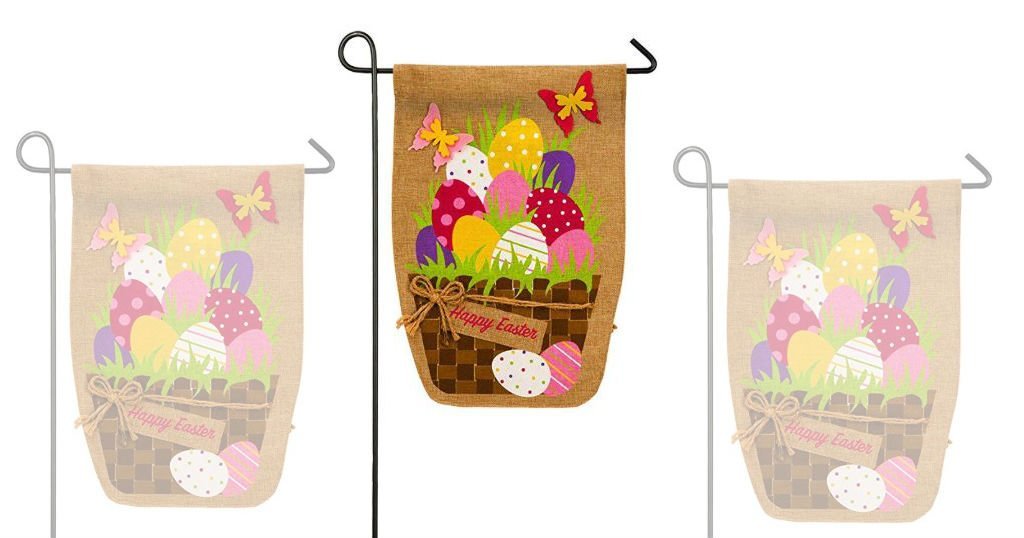 Easter Egg Basket Burlap Garden Flag a $16.95 (Reg. $21) en Amazon