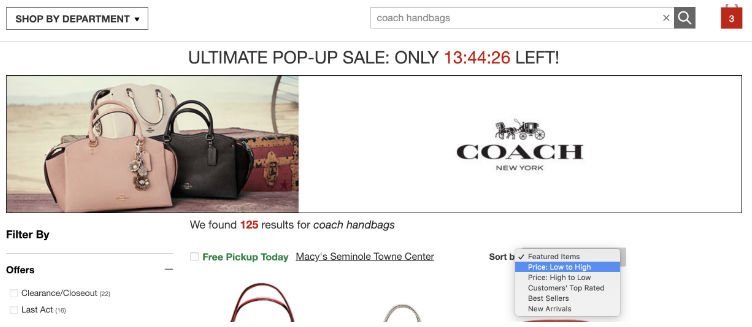 Especial de Carteras Coach en Macy's