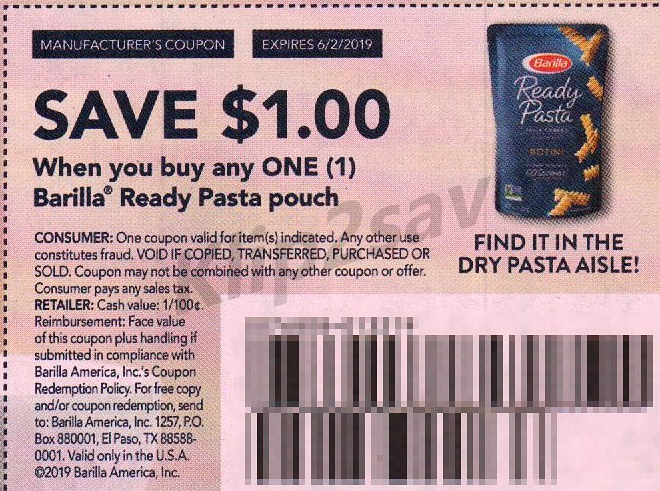 Barilla Ready Pasta Pouch - RMN 4-7-19