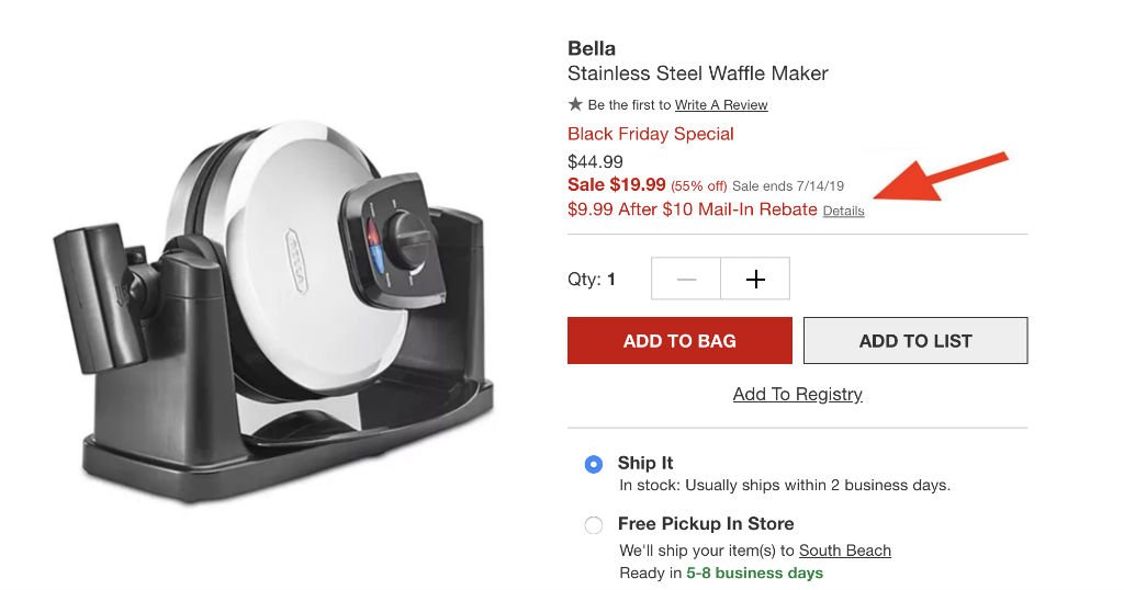 Bella Stainless Steel Waffle Maker a solo $9.99 en Macys