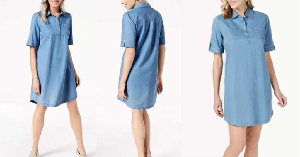 Traje Karen Scott Cotton Chambray a solo $22.25 (Reg. $44.50) en Macys
