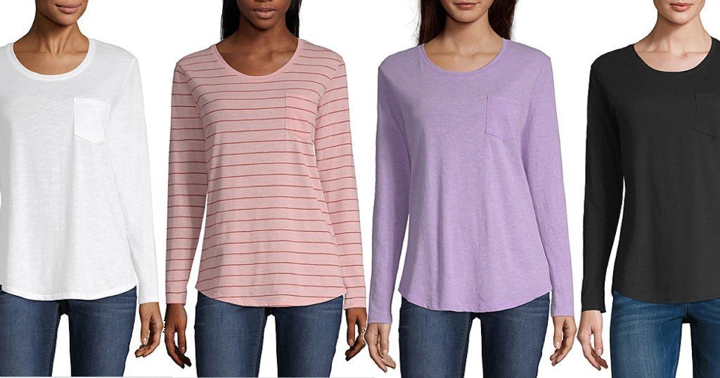 Camisas a n a Long Sleeve Pocket Tee a solo $3.83 (Reg. $24) en JCPenney