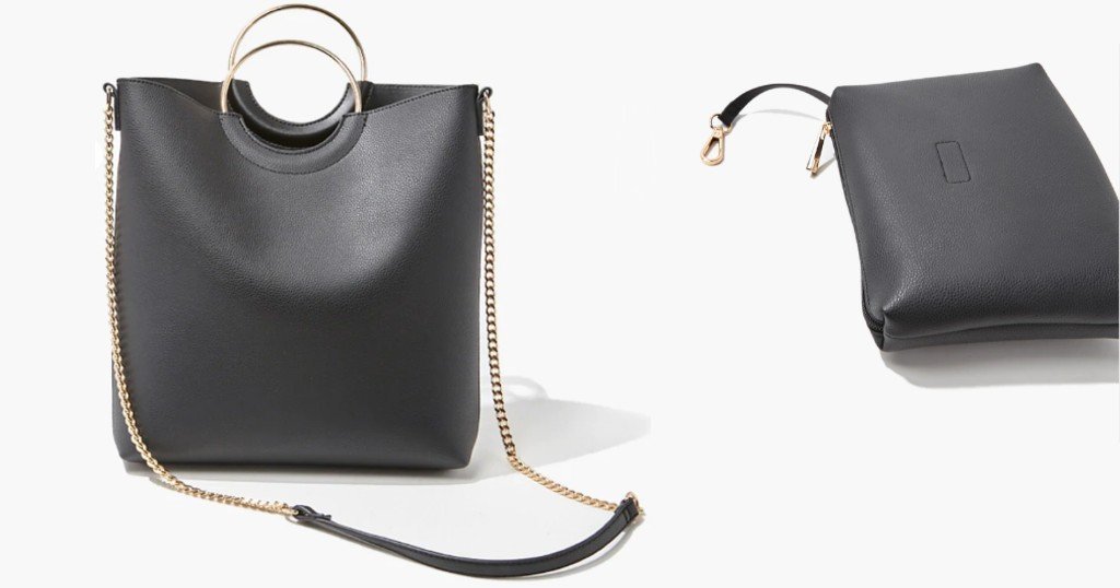 Cartera Faux Leather Tote Bag & Clutch Set