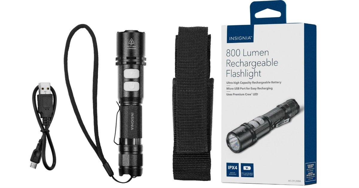 Linterna Insignia LED recargable de 800 lúmenes