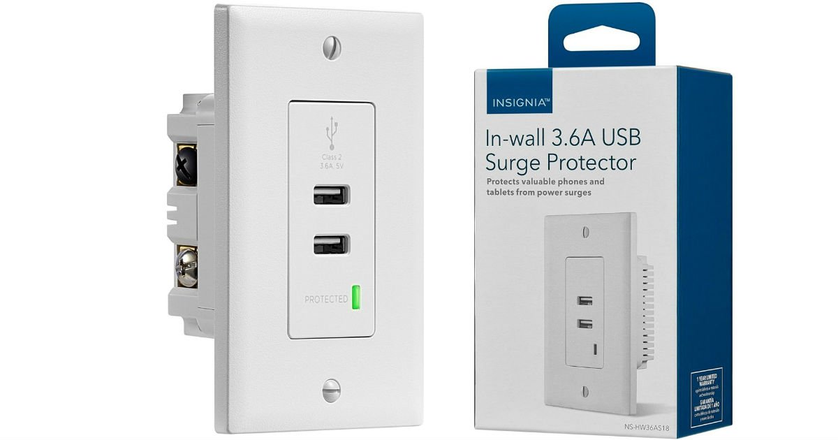 Insignia In-wall 3.6A USB Surge Protector