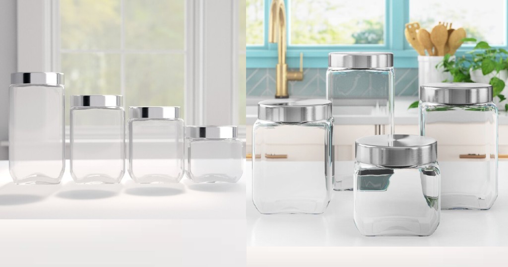 Set de 4 Canister en Cristal con Tapa de Rosca