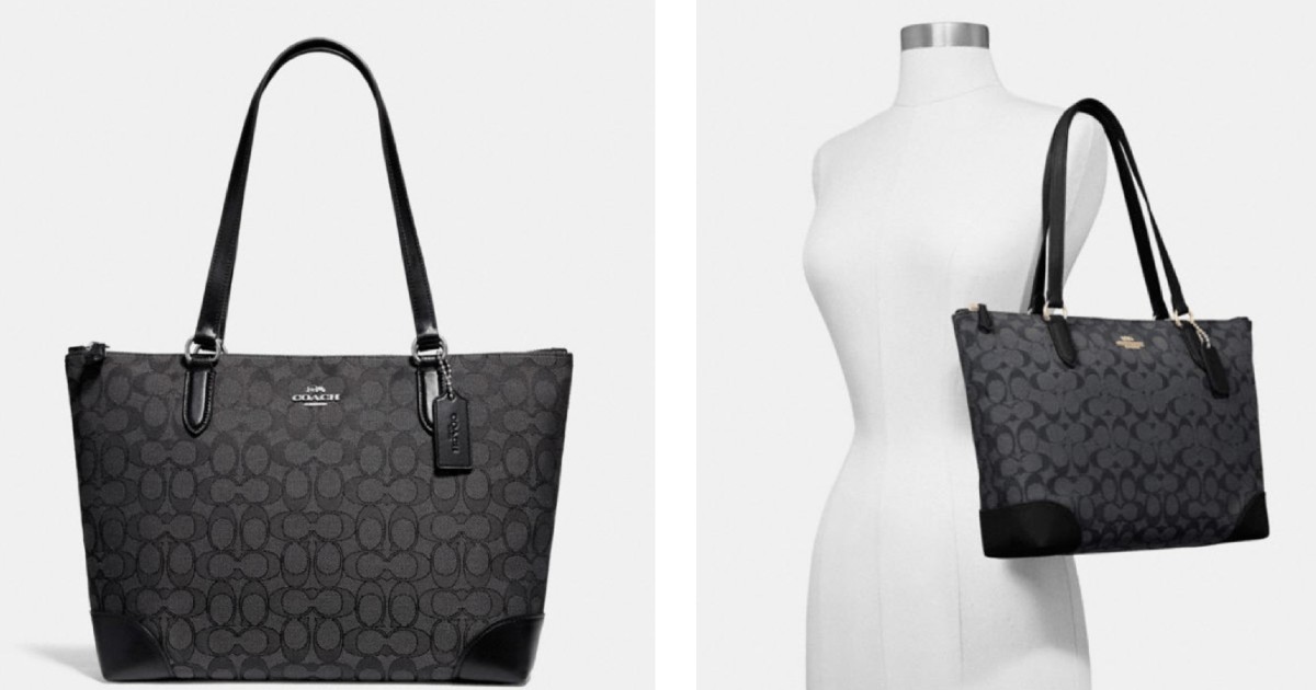 Coach Zip Top Tote In Signature Jacquard