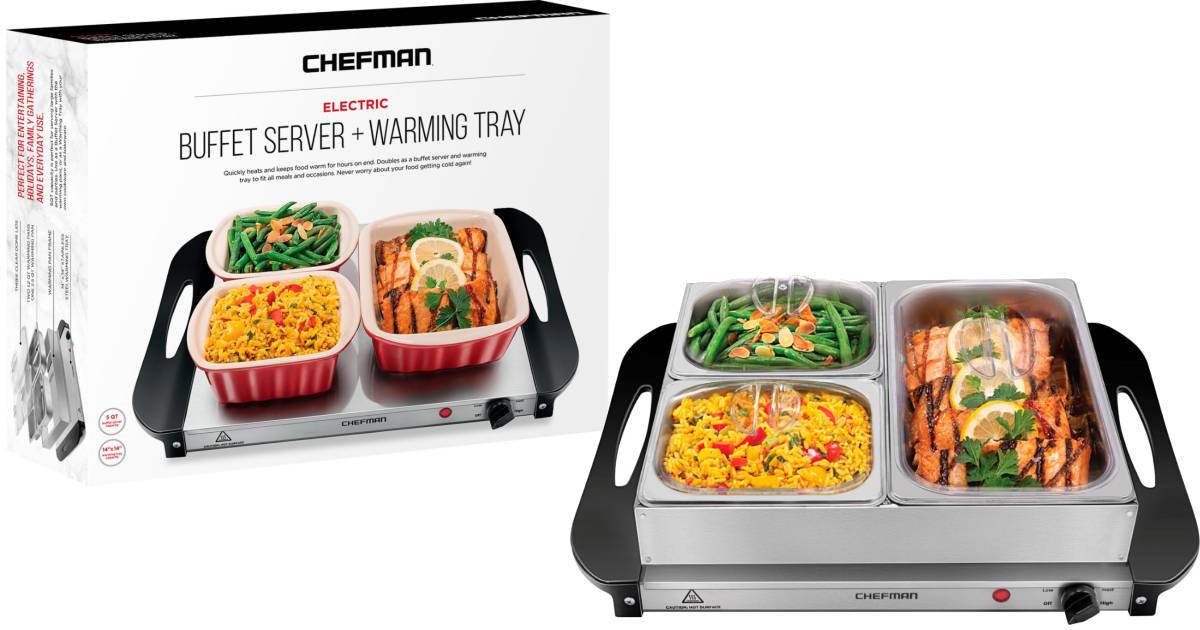 Servidor Buffet Eléctrico Chefman + Bandeja Calentadora