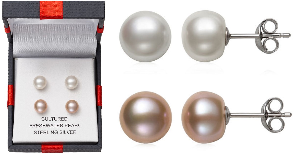 Dos Pares de Pantallas Cultured Freshwater Pearl en JCPenney