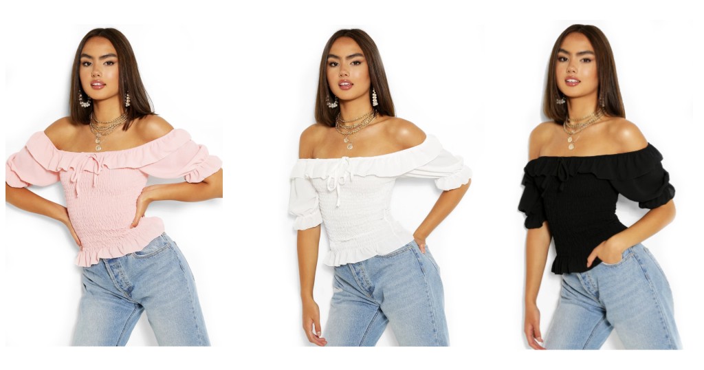 Blusa Woven Shirred Puff Sleeve