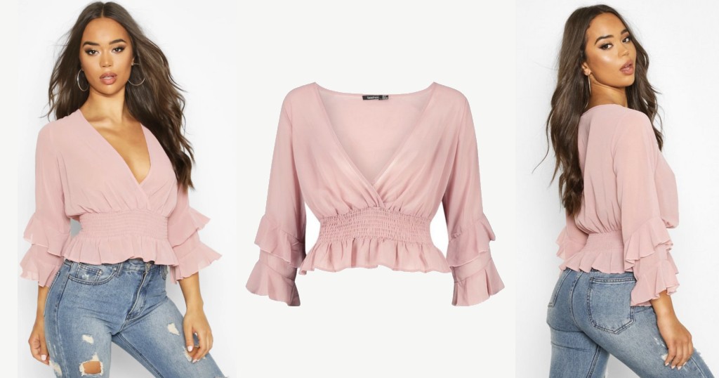 Blusa De Chiffon Ruffle Detail
