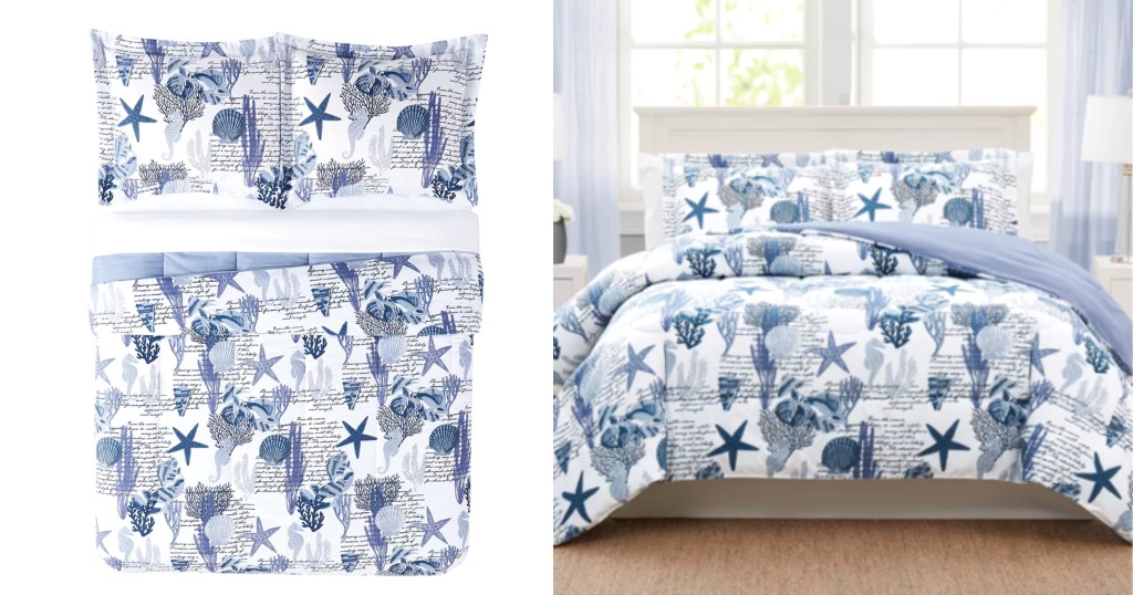 Set de Comforter Reversible Pem America Sea Life Navy