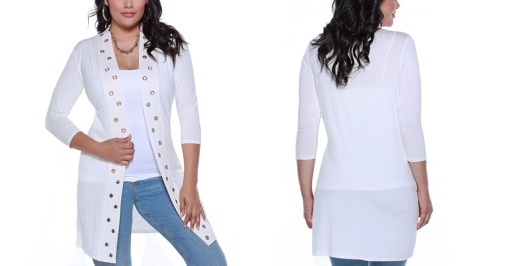 Blazer Belldini Grommet Placket Knit