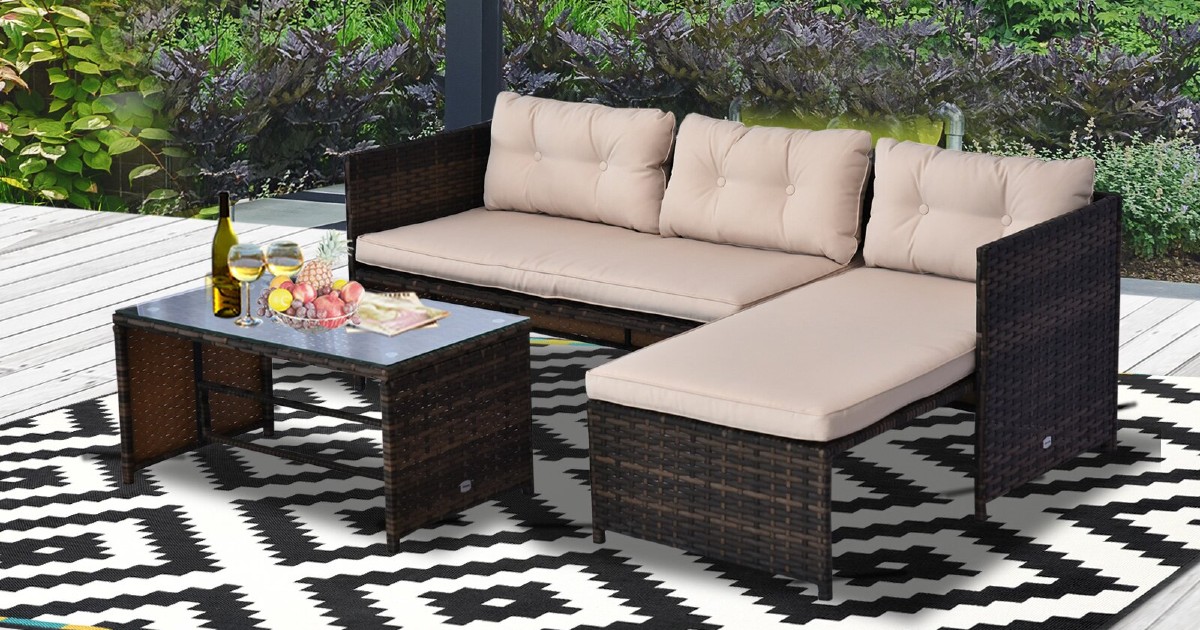 Set de Patio de 3-Piezas en Rattan