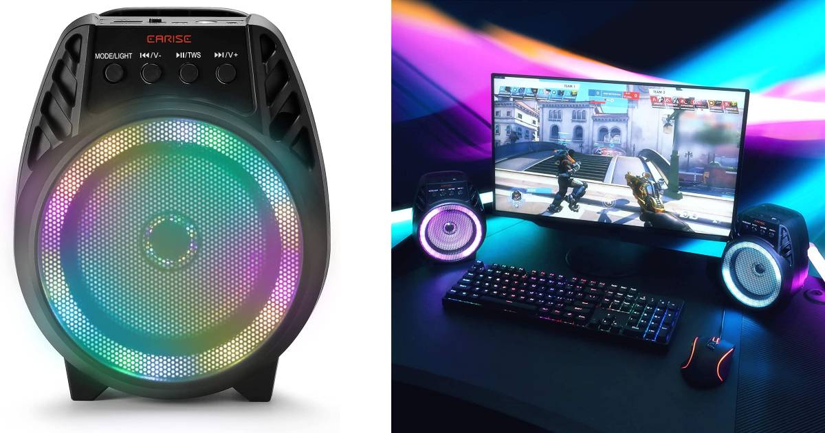 Bocina Bluetooth Inalámbrica Portátil con Luces RGB
