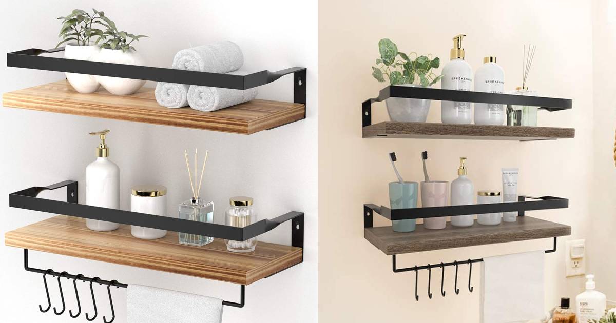 Estantes flotantes con toallero