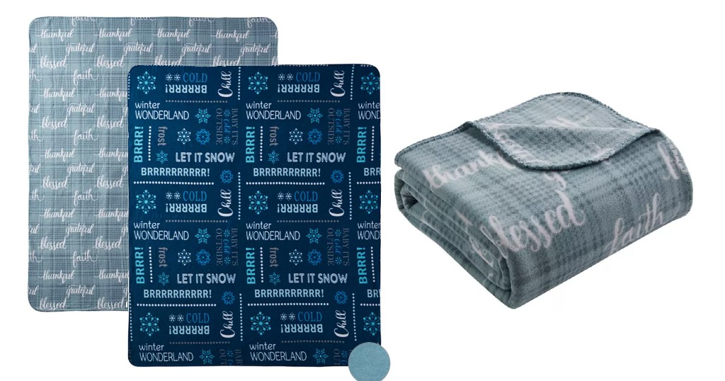 Morgan Home Holiday Print Fleece Throw