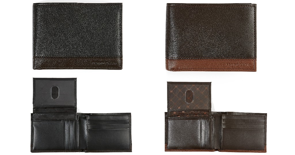 Perry Ellis Mens Colorblocked Leather Passcase Wallet