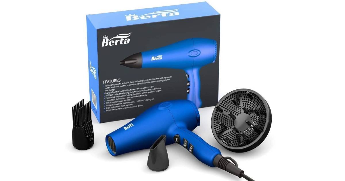 Secador de Pelo Iónico Potente Profesional con Concentrador y Difusor