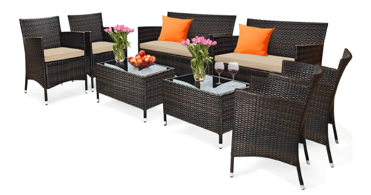 Muebles de Patio en Rattan de 8-Piezas