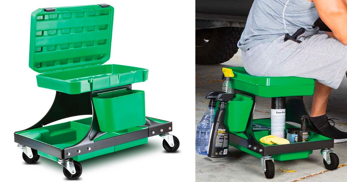 Heavy-Duty Rolling Garage Stool