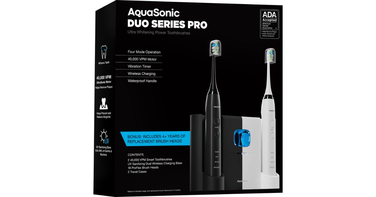 Set de 2 Cepillos de Dientes Recargables AquaSonic