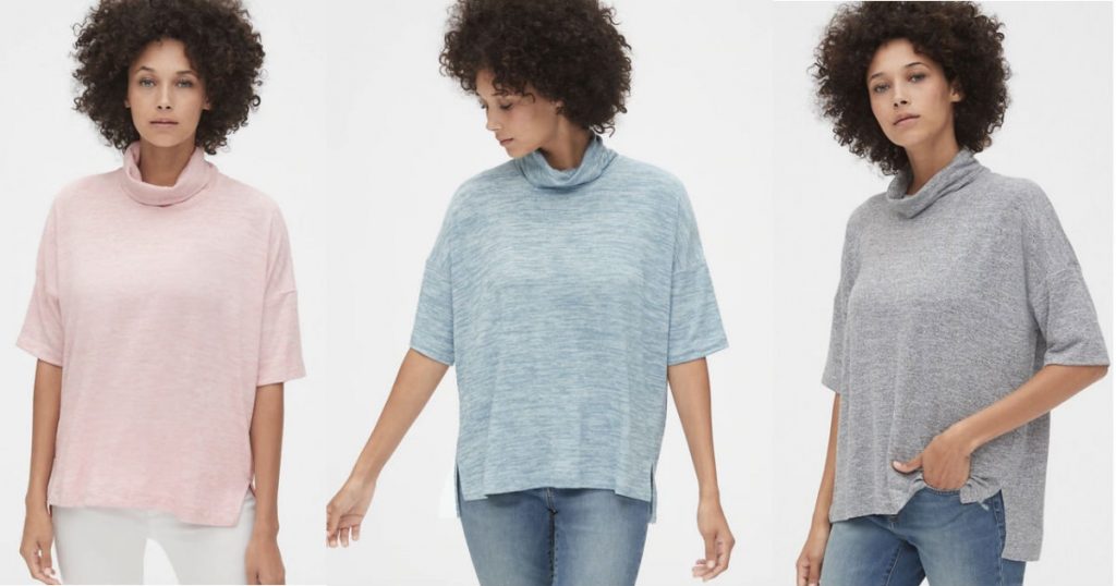Softspun Elbow-Sleeve Turtleneck Top en GAP