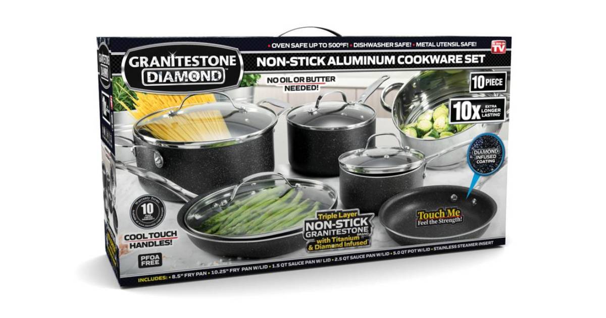 Set de Cocina Granitestone de 10-Piezas a solo $73.34 en Home Depot
