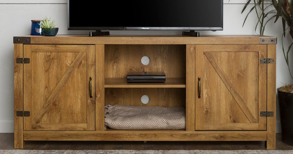 Farmhouse Barn Door TV Stand en Walmart