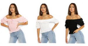 Blusa Woven Shirred Puff Sleeve