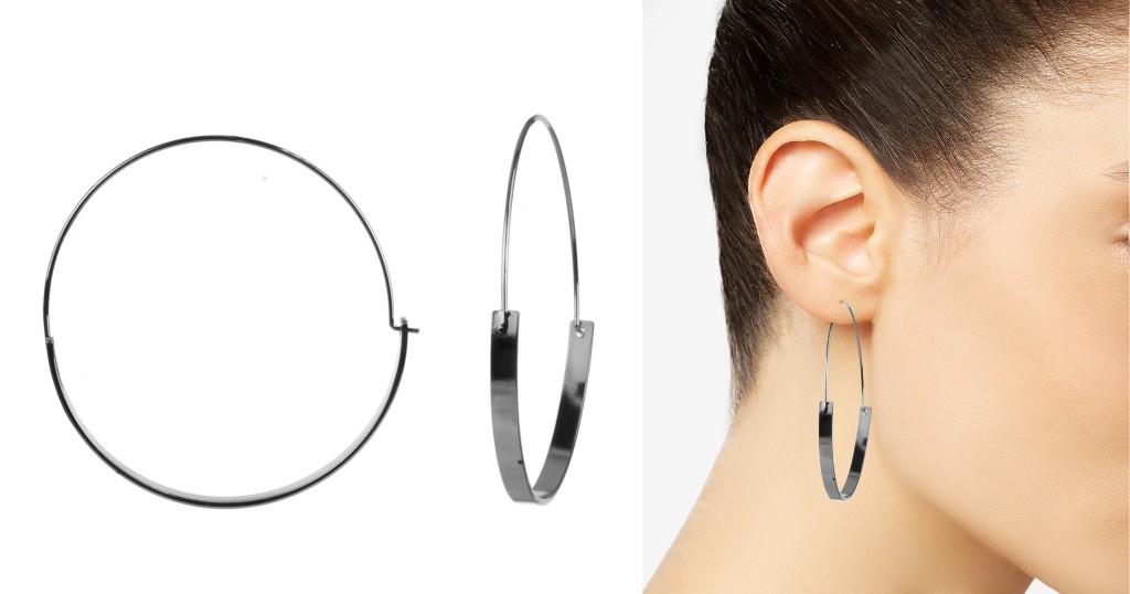 Pantallas Style & Co Silver-Tone Large Double-Width Hoop