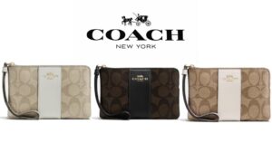 Cartera Coach Corner Zip Wristlet In Signature Canvas