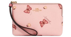 Coach Corner Zip Wristlet With Butterfly Print