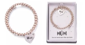 Pulsera New Directions Boxed Leather Bracelet with Mom Heart Charm