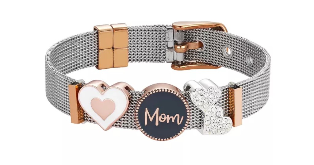 Pulsera Unwritten Two Tone Crystal Mom Adjustable Mesh