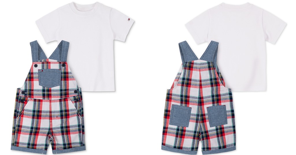 Set de Mameluco y Camisa Tommy Hilfiger Plaid Shortalls