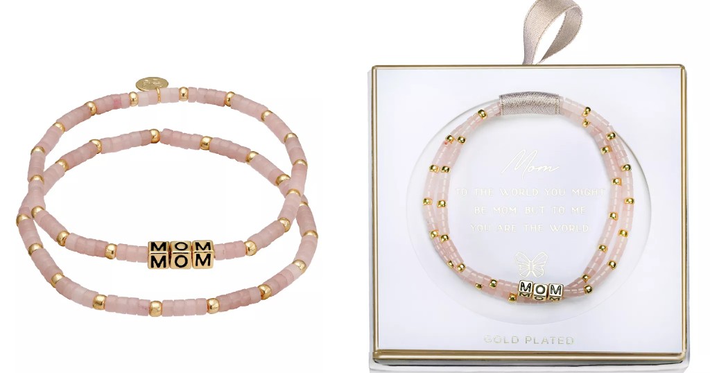 Set de Pulseras 18k Gold MOM Rose Beaded