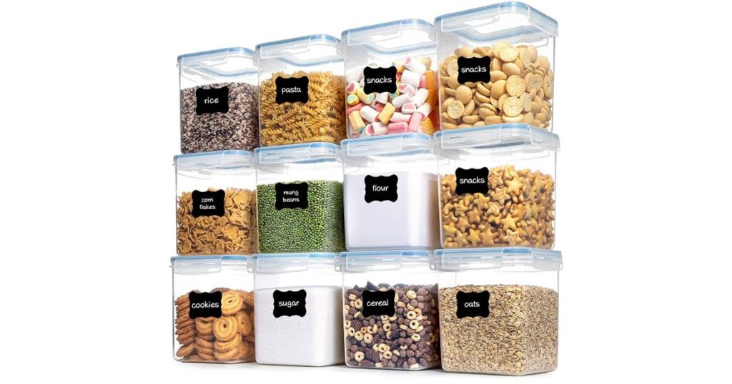 12 Recipientes para Almacenamiento de Alimentos con Tapa