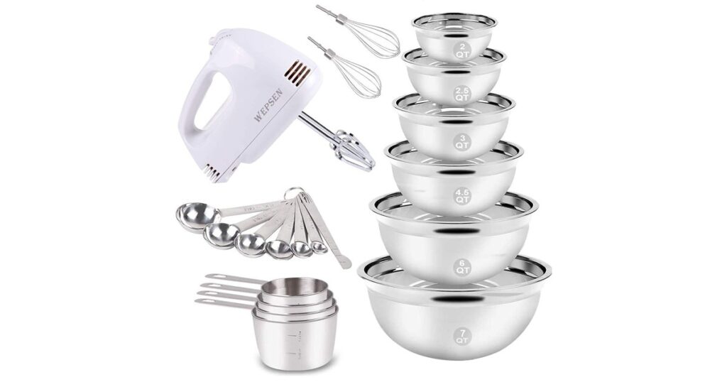 Batidora de Mano Electrica con Set Bowls