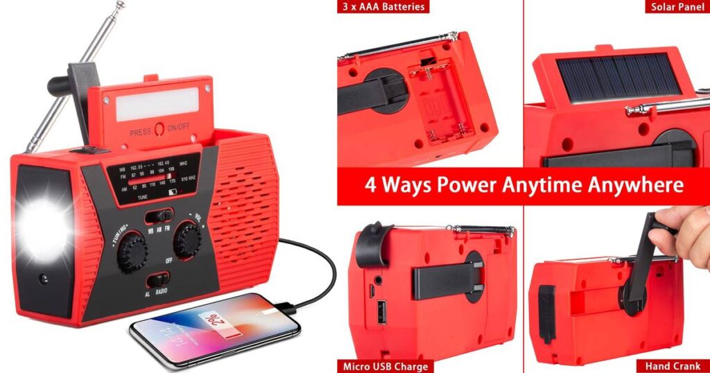 Radio AM/FM de Manivela Solar para Emergencia