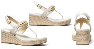 Sandalias MK Rokane Embellished Leather and Logo Wedge