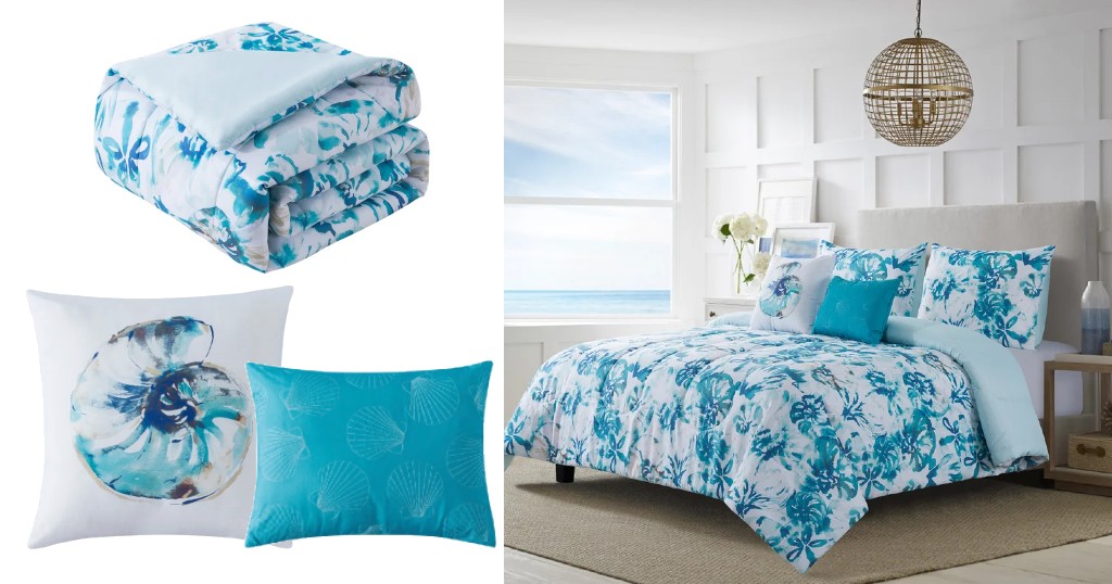 Set-de-Comforter-Reversible-Hannah-Teal-Microfiber-de-5-Piezas