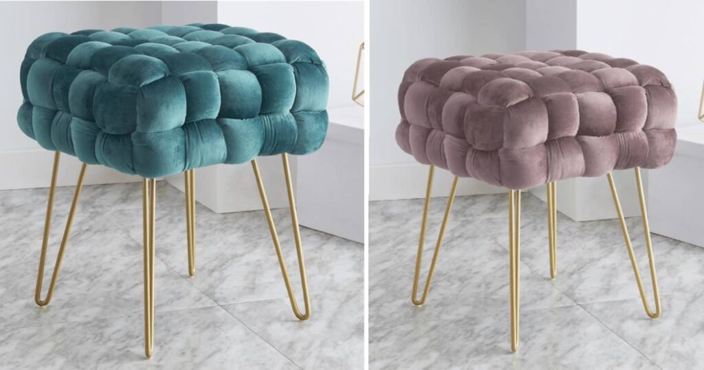 Mirage Velvet Woven Tufted Ottoman