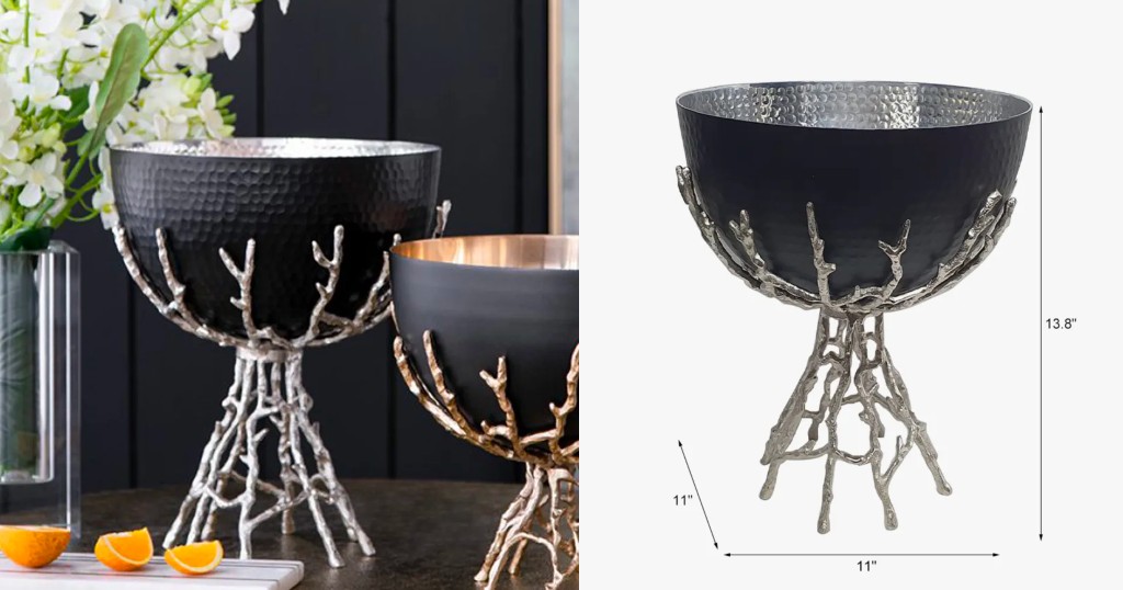 Pieza-Decorativa-Moderna-con-Envase-Negro-y-Estante-Plateado