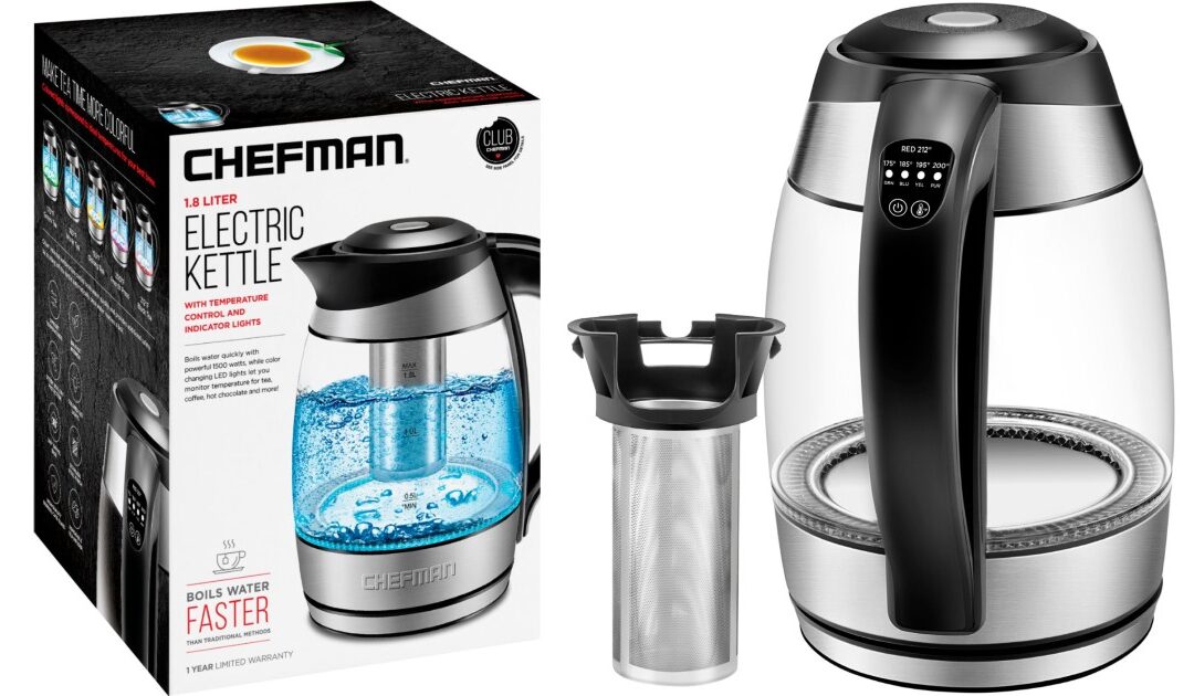Hervidor Eléctrico Chefman 1.8 Litros con Infusor de Té a solo $24.99 en Best Buy (Reg. $55)