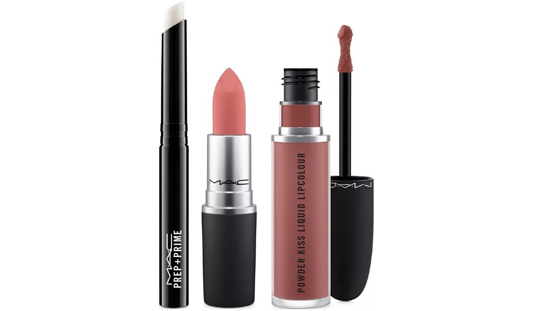MAC 3-Piezas Prep + Powder Kiss Lip Set SOLO $19.75 (Reg $67)